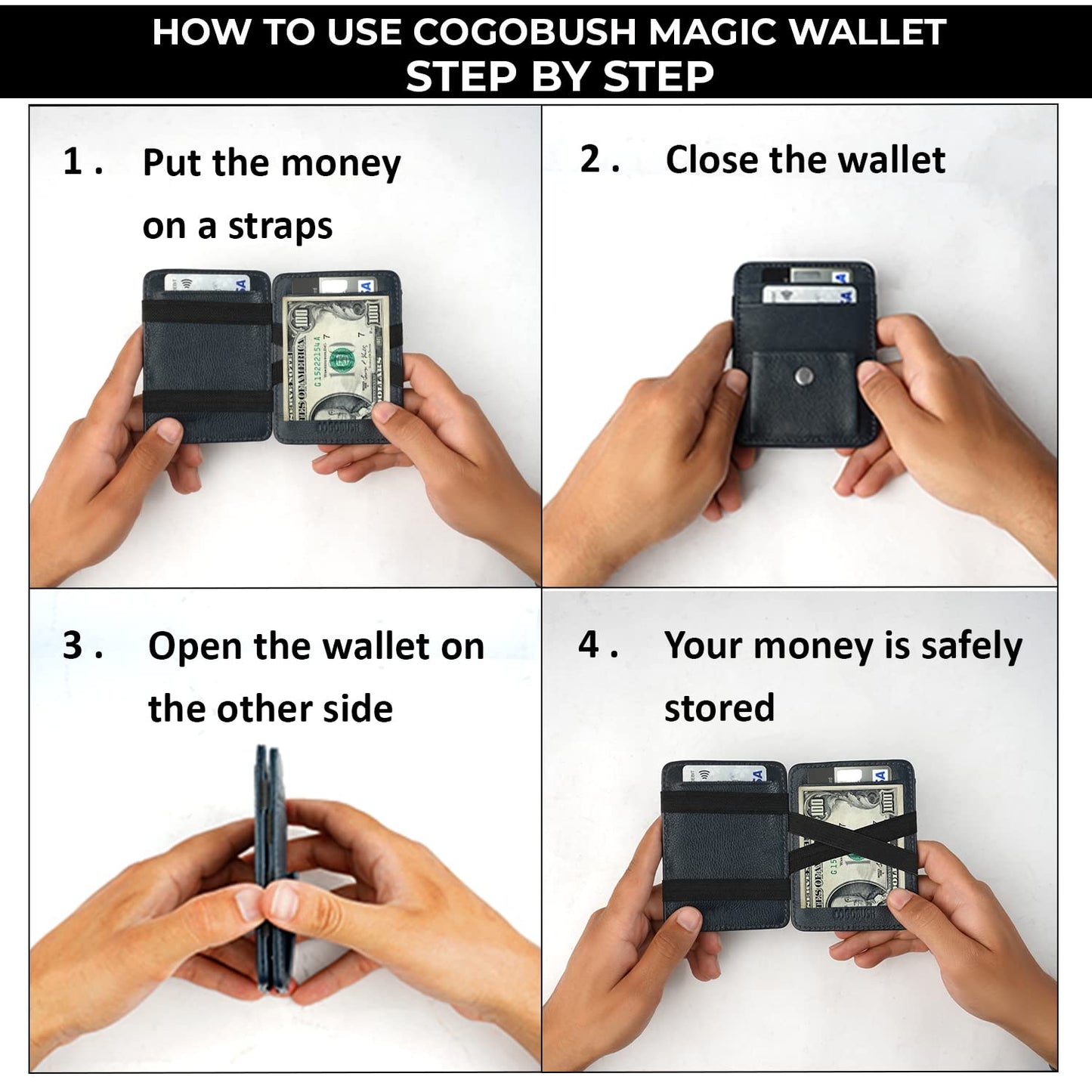 Men’s minimalist leather wallet crafted from premium leather with durable 3-ply stitching, thin and lightweight design, and a rich aging effect that enhances texture over time