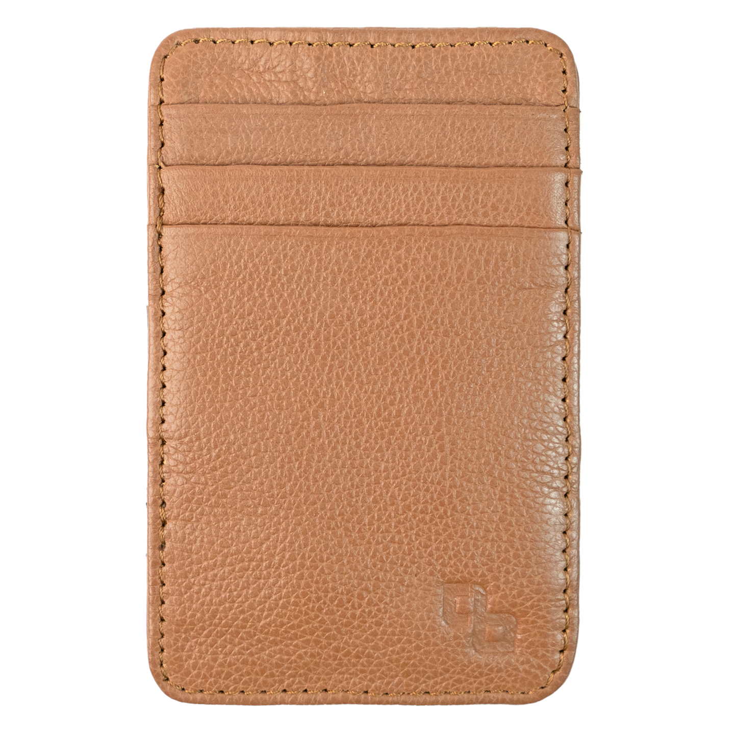 Men’s premium genuine leather wallet with slim, stylish design; features magic card holder mechanism, multiple card slots, spacious bill compartment, and elastic band for secure storage