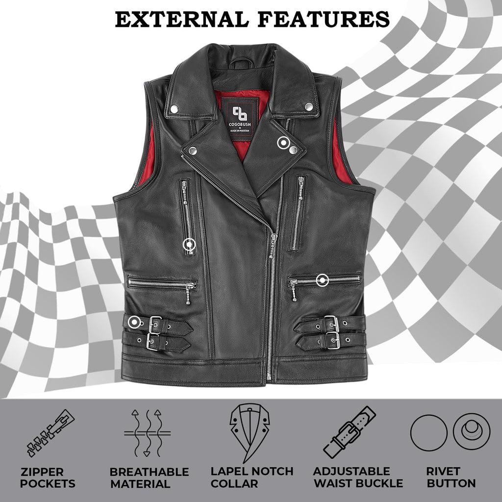 COGOBUSH Black Women’s Genuine Sheep Leather Black Motorcycle Vest – Concealed Carry, Red Lining, Adjustable Fit
#COGOBUSH #WomensMotorcycleVest #LeatherVest #SheepLeather #BlackLeatherVest #ConcealedCarryVest #BikerStyle #MotorcycleGear