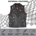 COGOBUSH Black Women’s Genuine Sheep Leather Black Motorcycle Vest – Concealed Carry, Red Lining, Adjustable Fit
#COGOBUSH #WomensMotorcycleVest #LeatherVest #SheepLeather #BlackLeatherVest #ConcealedCarryVest #BikerStyle #MotorcycleGear