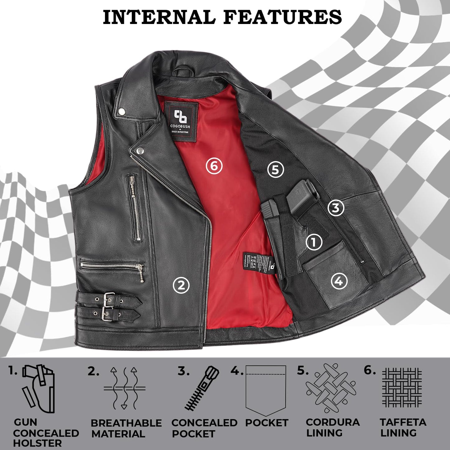 Black Leather Vest Women- Multi-Pockets, Concealed Carry, Adjustable Waist Belt, And Leather Vest Women Motorcycle