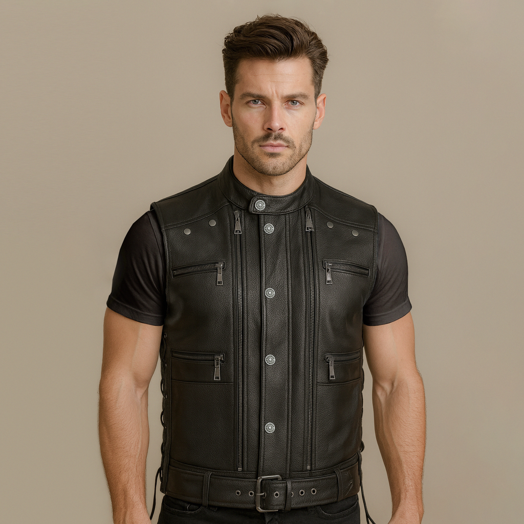 COGOBUSH Black Men’s Genuine Cowhide Motorcycle Vest – Concealed Carry, 12 Pockets, Adjustable Fit
#COGOBUSH #MensMotorcycleVest #CowhideLeather #BlackLeatherVest #ConcealedCarryVest #MotorcycleGear #BikerStyle #LeatherVest
