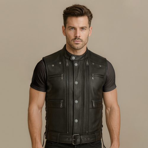 COGOBUSH Black Men’s Genuine Cowhide Motorcycle Vest – Concealed Carry, 12 Pockets, Adjustable Fit
#COGOBUSH #MensMotorcycleVest #CowhideLeather #BlackLeatherVest #ConcealedCarryVest #MotorcycleGear #BikerStyle #LeatherVest